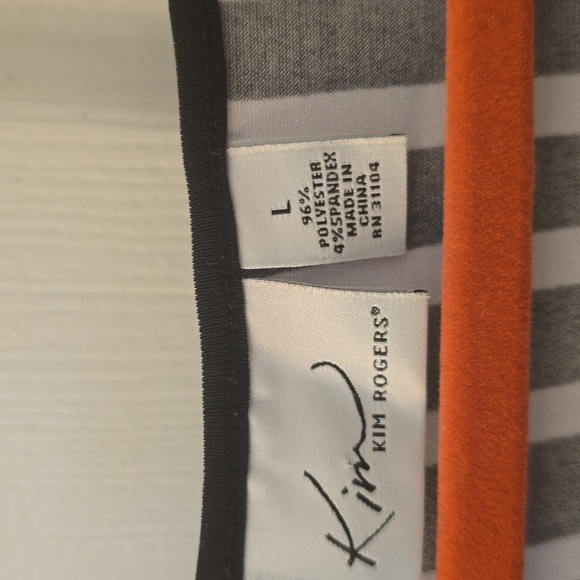 Kim Rogers Black and White Shift Dress with Coral Highlights Size L (0728C) - Picture 3 of 7